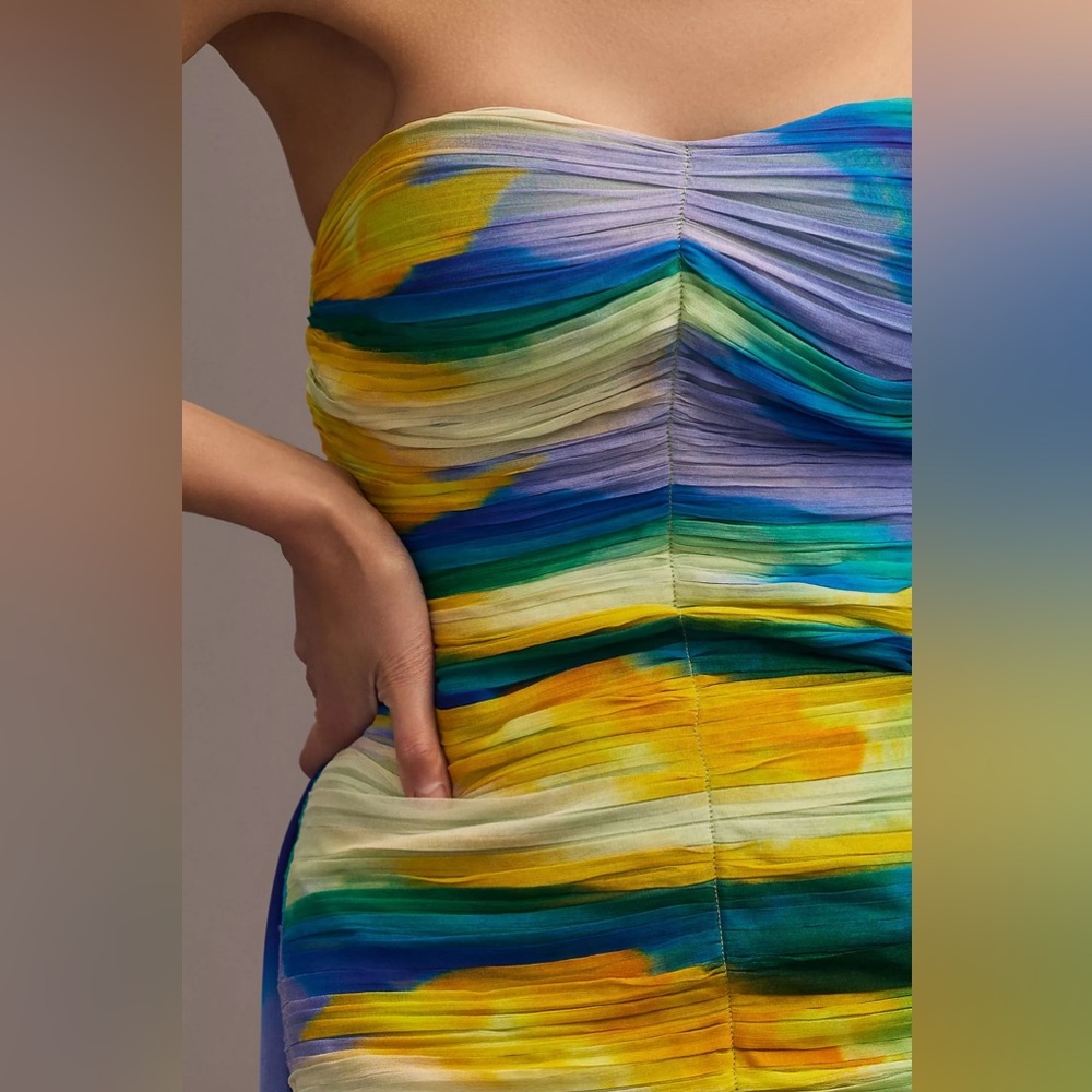 Vineet Bahl Blurred Sheer Mini Train Dress - Picture 2 of 14